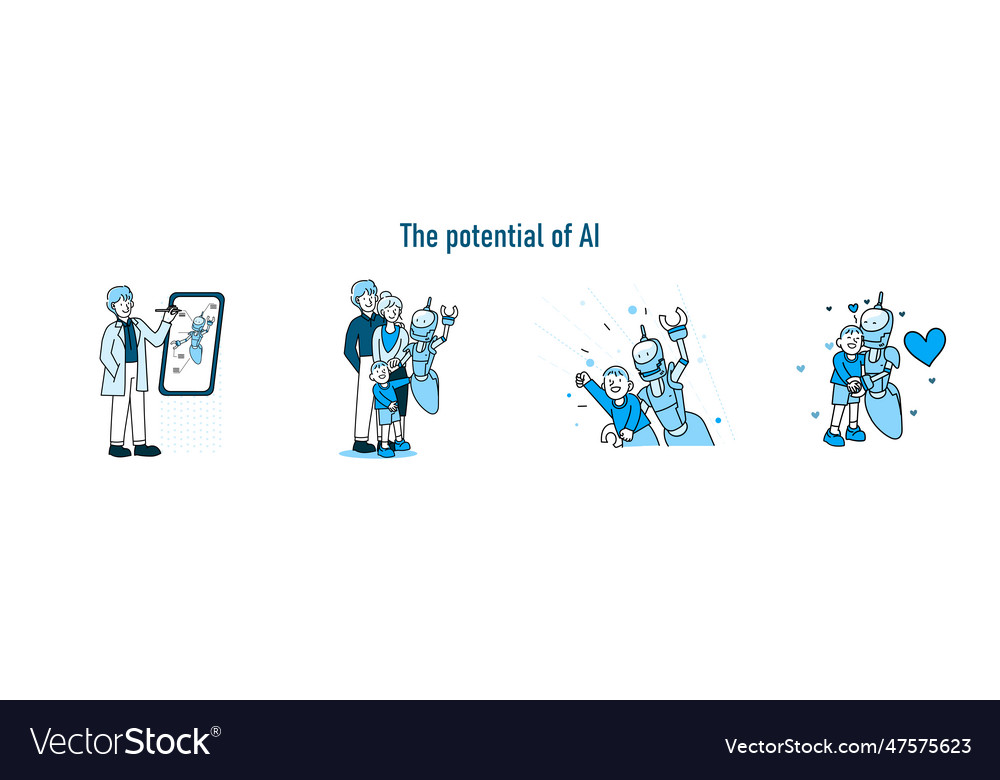 Set von künstlicher Intelligenz Gruppe Roboter ai