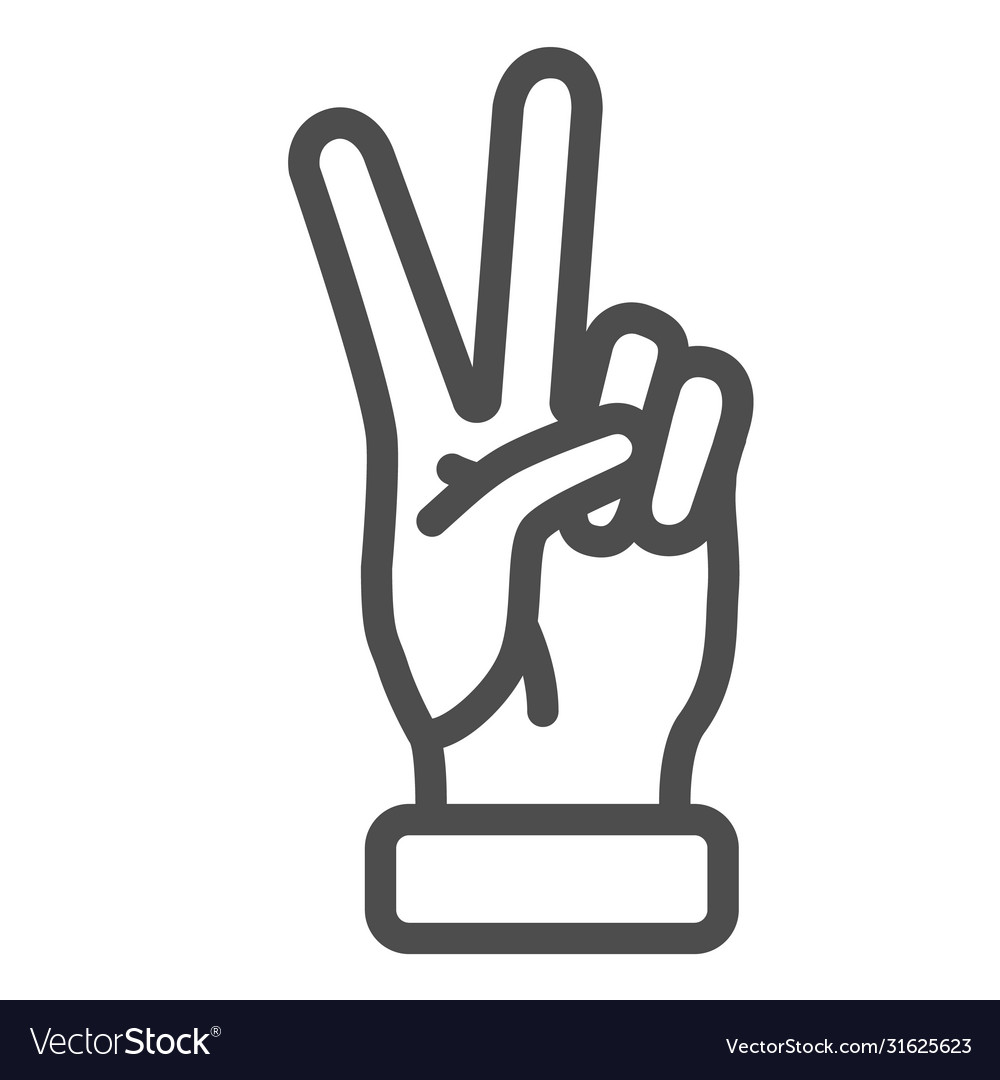 Victory Gesture Line Icon Hand Gestures Concept Vector Image