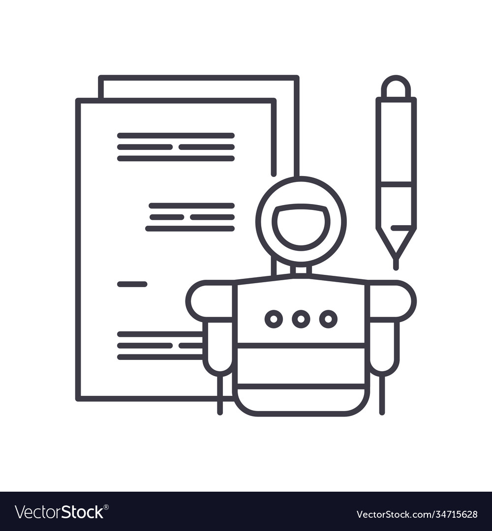 Ai robot work icon linear isolated vector image Ai robot work icon linear isolated
