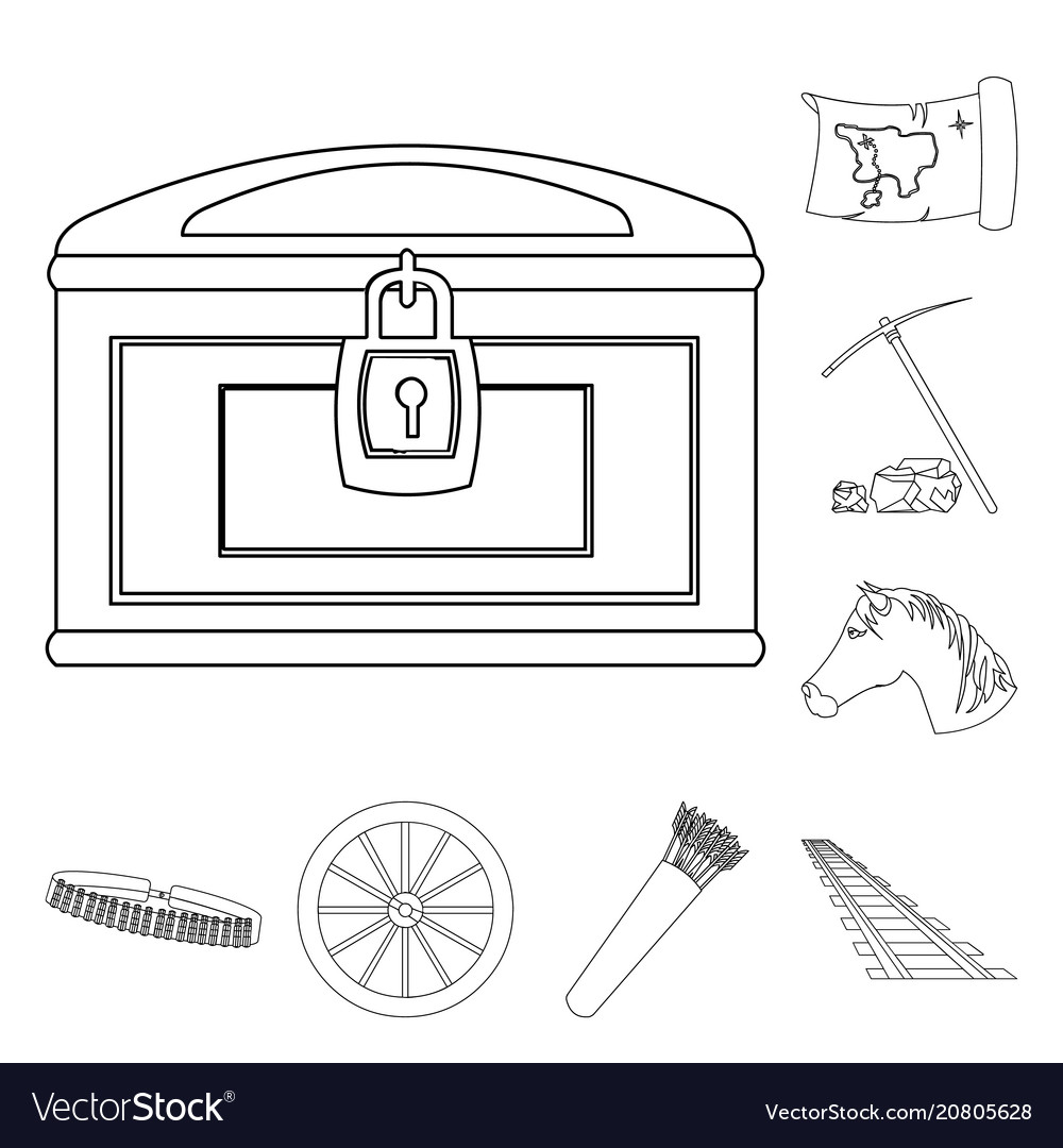 Attributes of the wild west outline icons in set