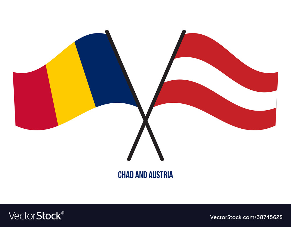 Chad und austria flags gekreuzt waving flat