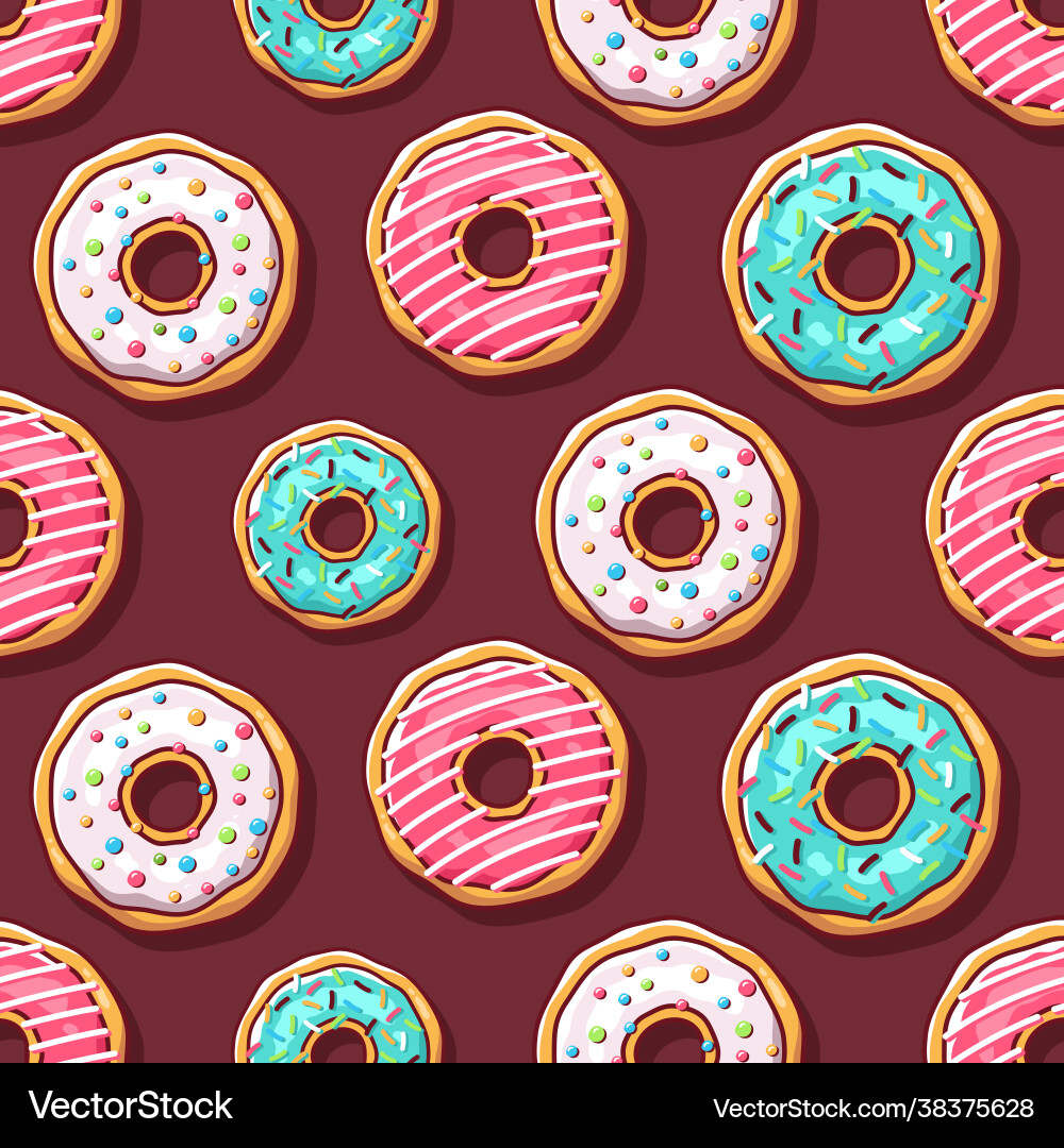 Colorful donuts seamless pattern Royalty Free Vector Image
