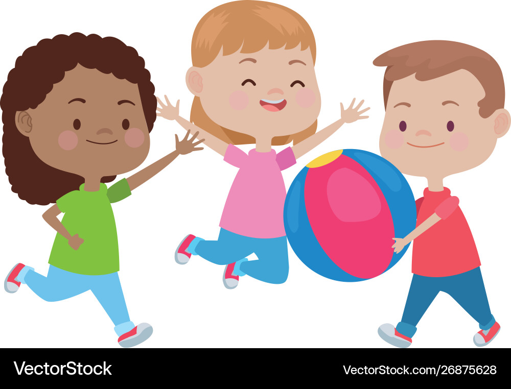 Cute happy kids having fun Royalty Free Vector Image