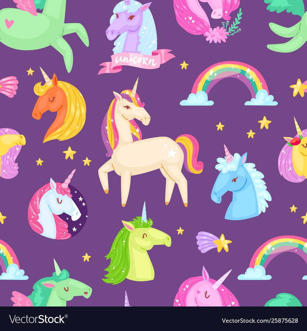Cute Unicorn Pony with Rainbow Mane