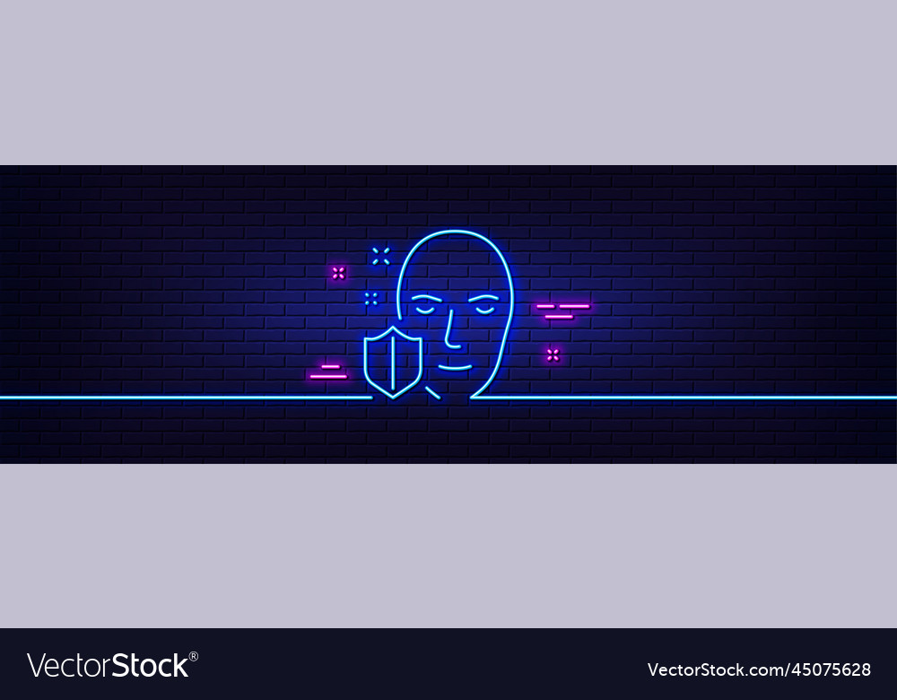 Face detection protected line icon secure access vector image Face detection protected line icon secure access