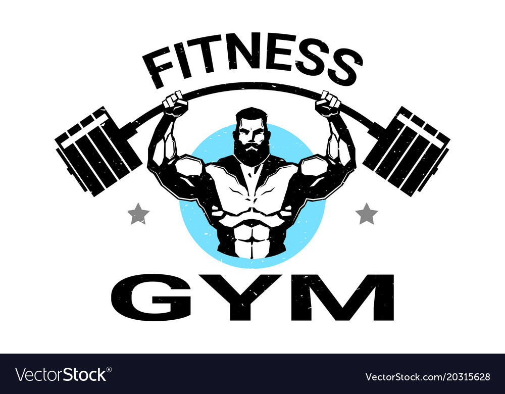 Fitness gym logo with athletic man training black Vector Image