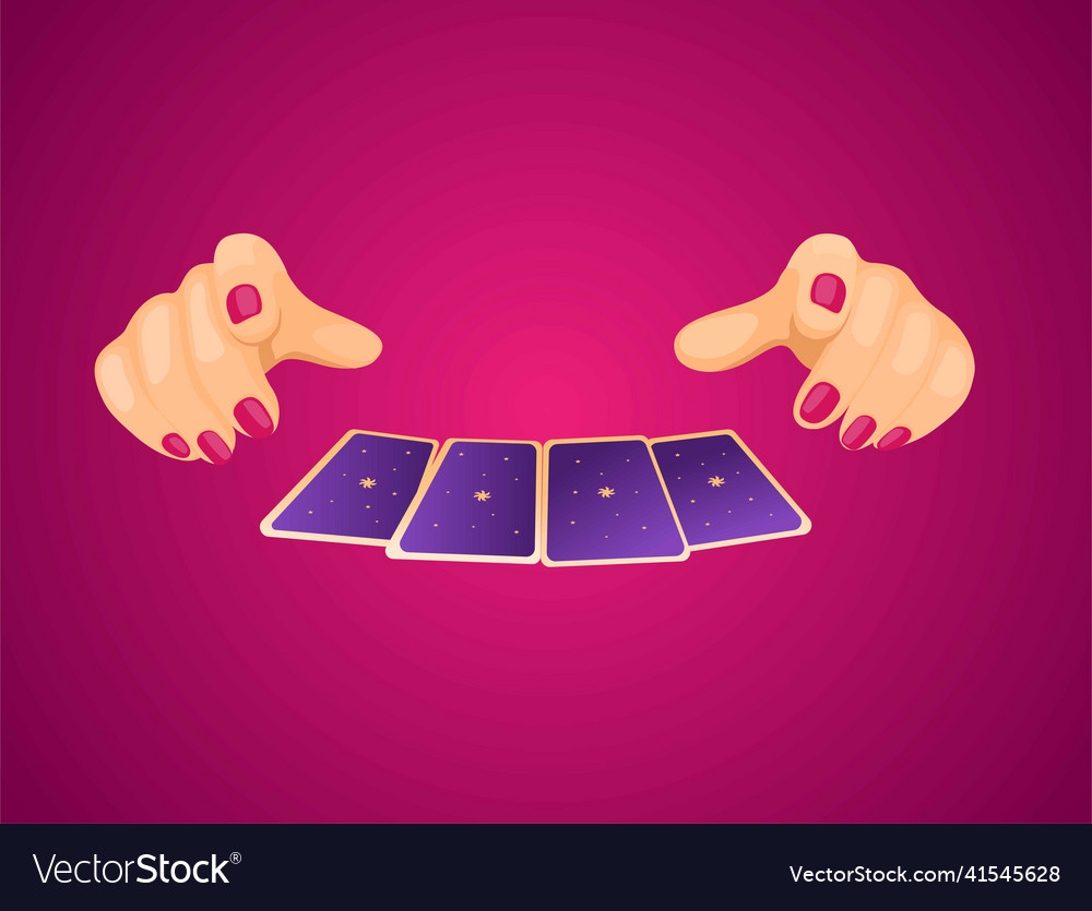 Hand with tarot card fortune teller symbol cartoon