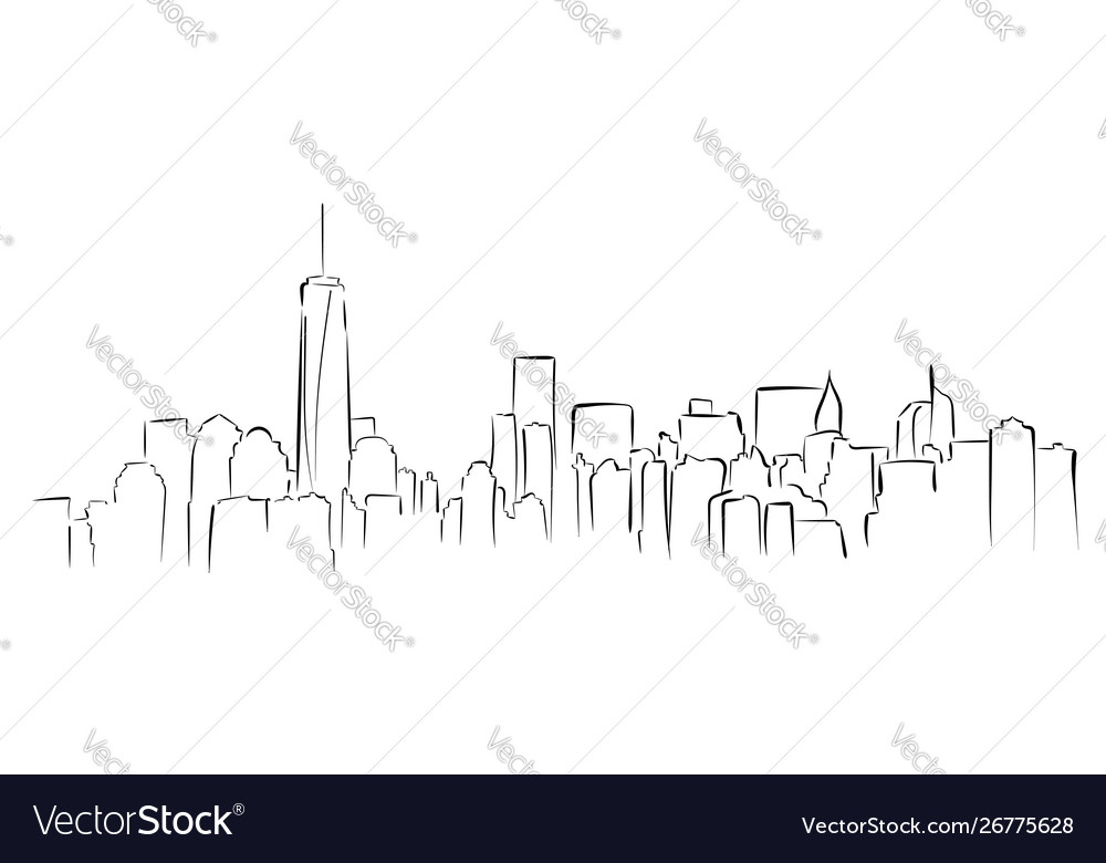 New york panorama hand drawned Royalty Free Vector Image