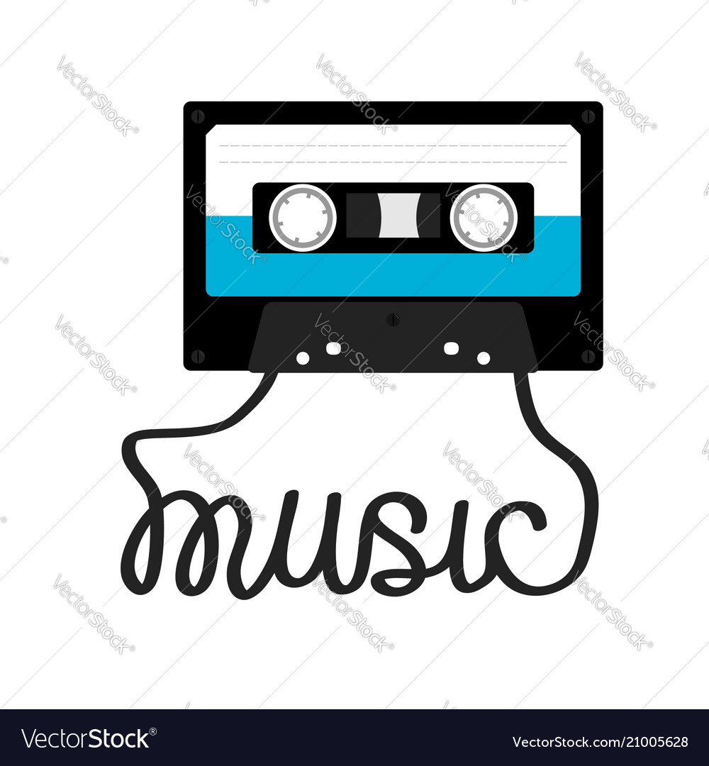 Plastic audio tape cassette with word music