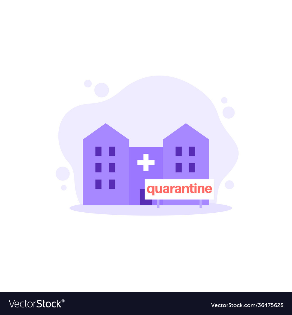 Quarantine icon with hospital building Royalty Free Vector