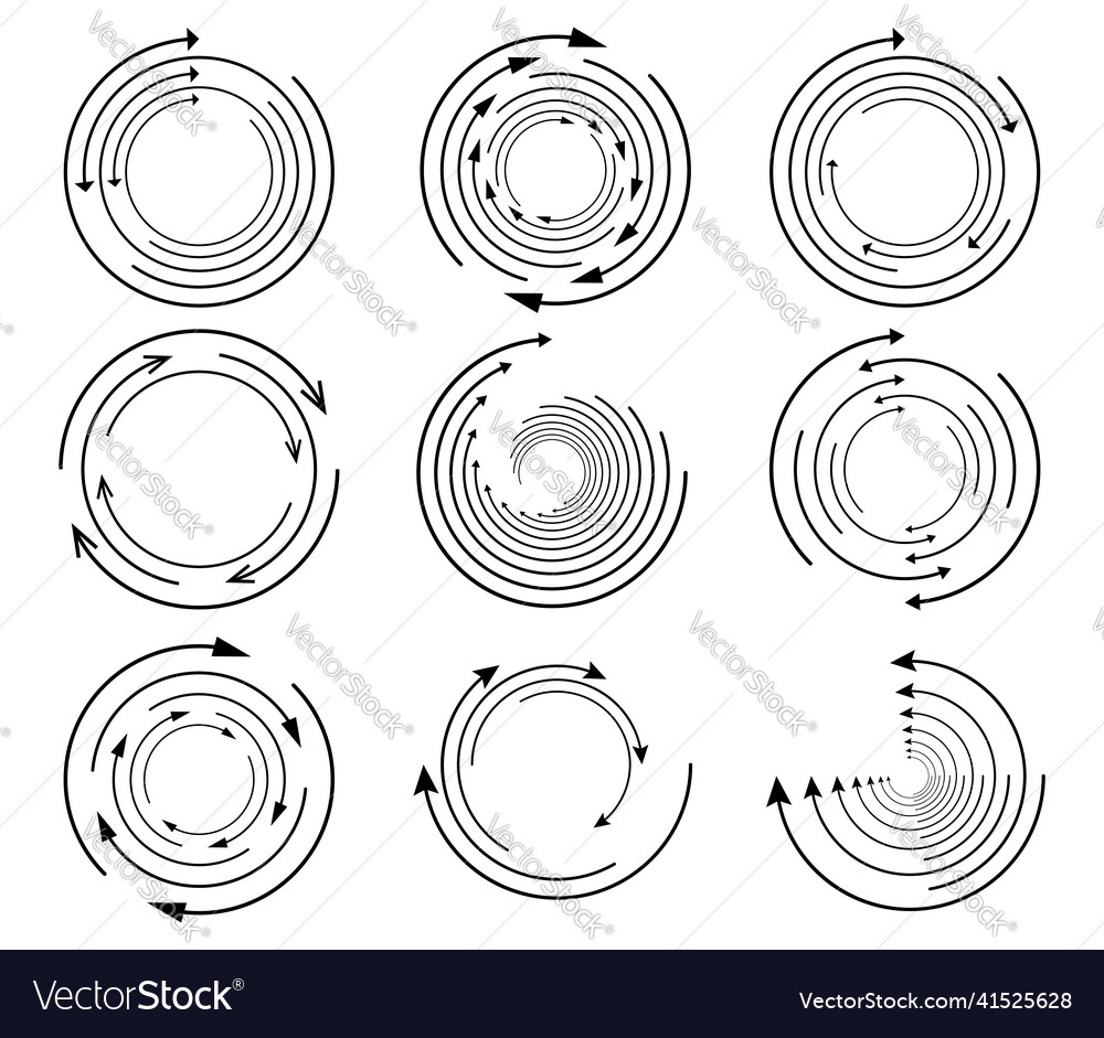 Random circular cycle arrow element spiral vector image Random circular cycle arrow element spiral