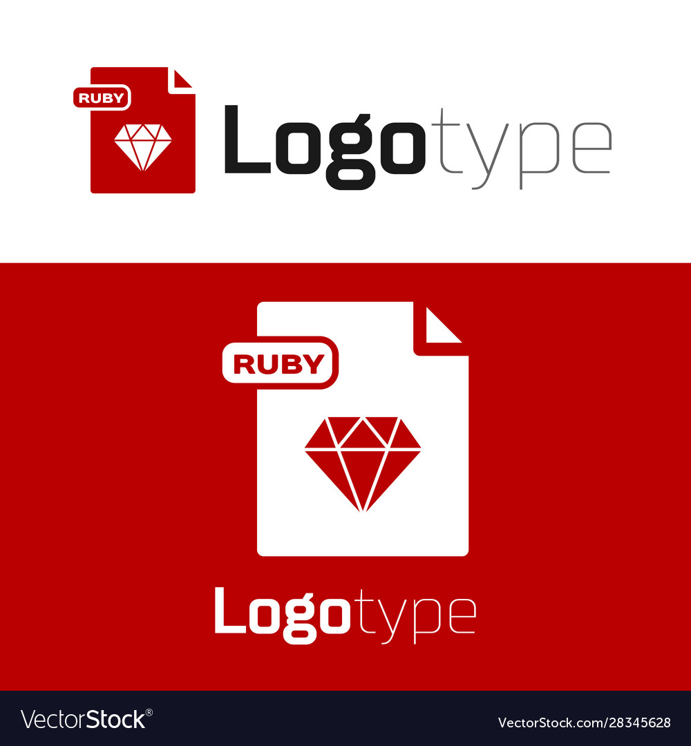 Red ruby file document download button icon