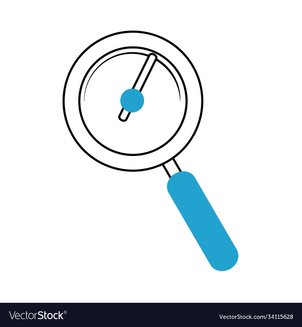 Search icon magnifying glass clock time blue line