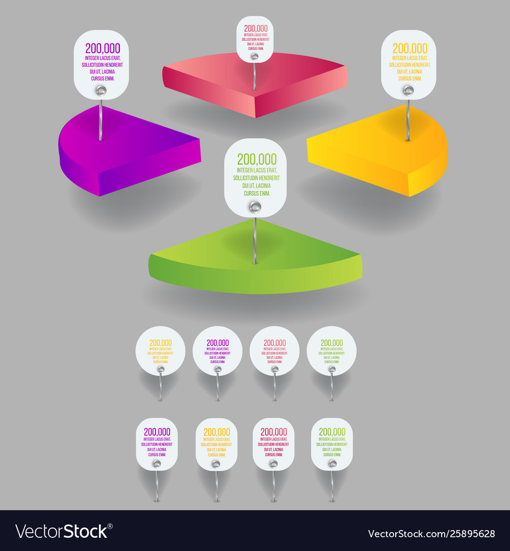 Set 3d colorful percent pie isometric idea