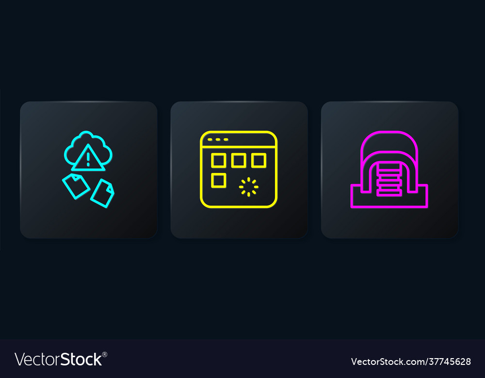 Set line cloud hacking hangar with servers vector image Set line cloud hacking hangar with servers