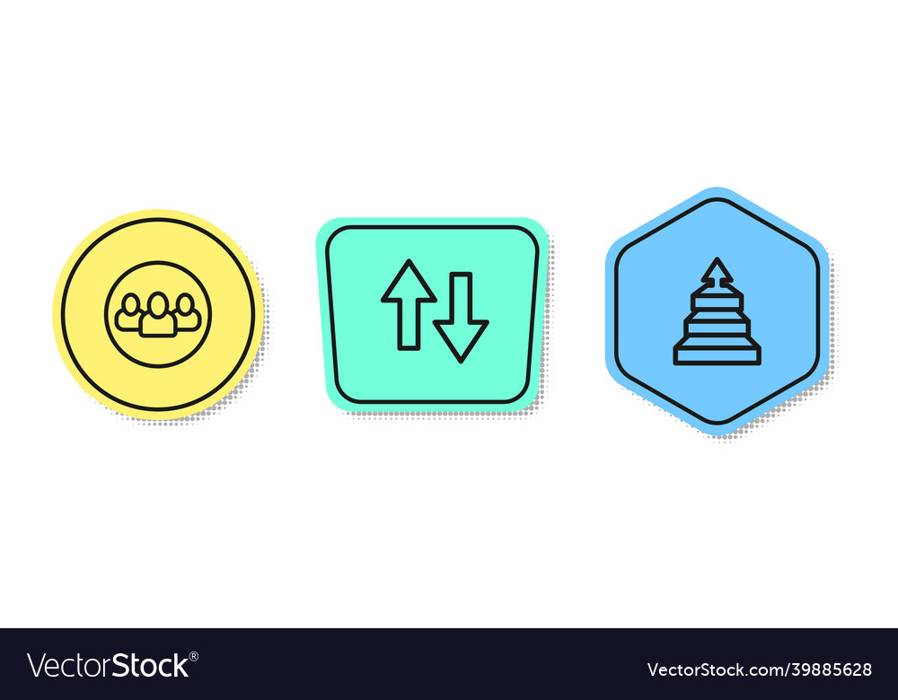 Set line project team base arrow and pyramid vector image Set line project team base arrow and pyramid