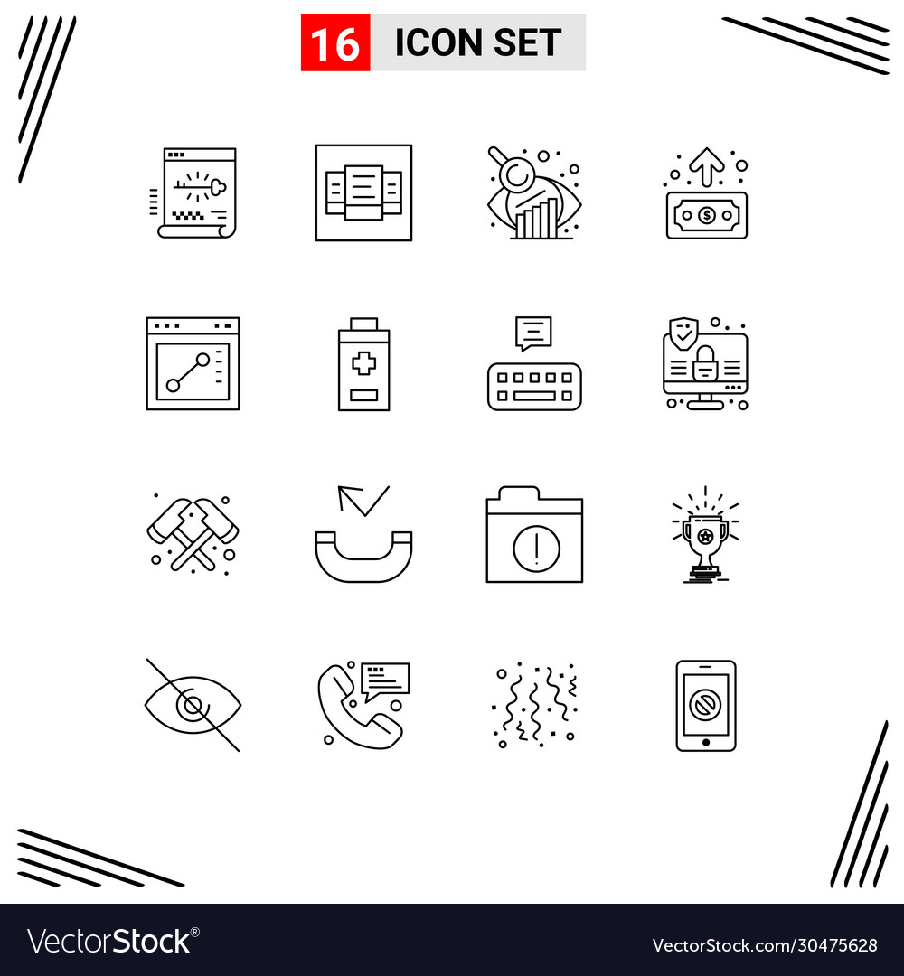 Stock icon pack 16 line signs and symbols