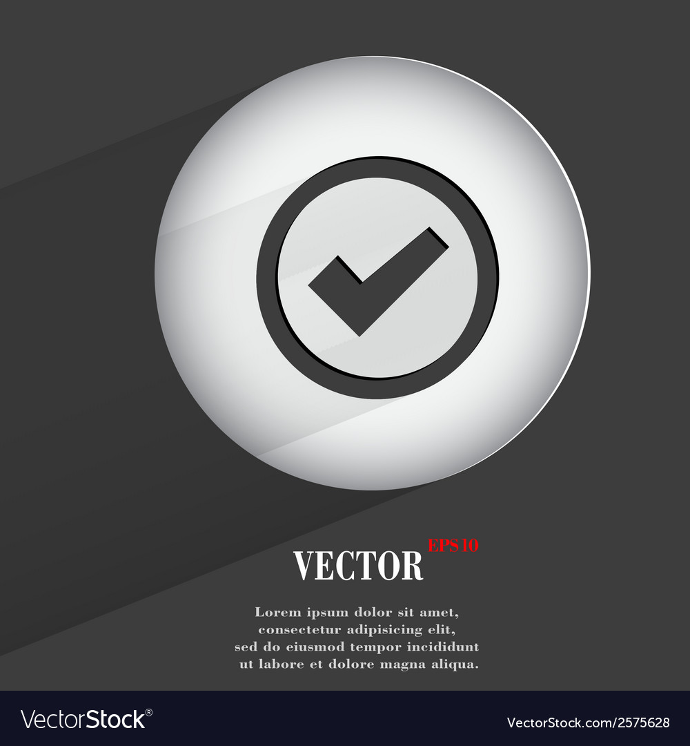Tick flat modern web button with long shadow