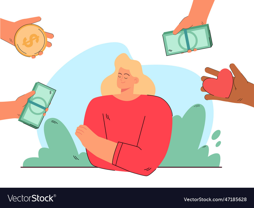 Woman choosing between love and money