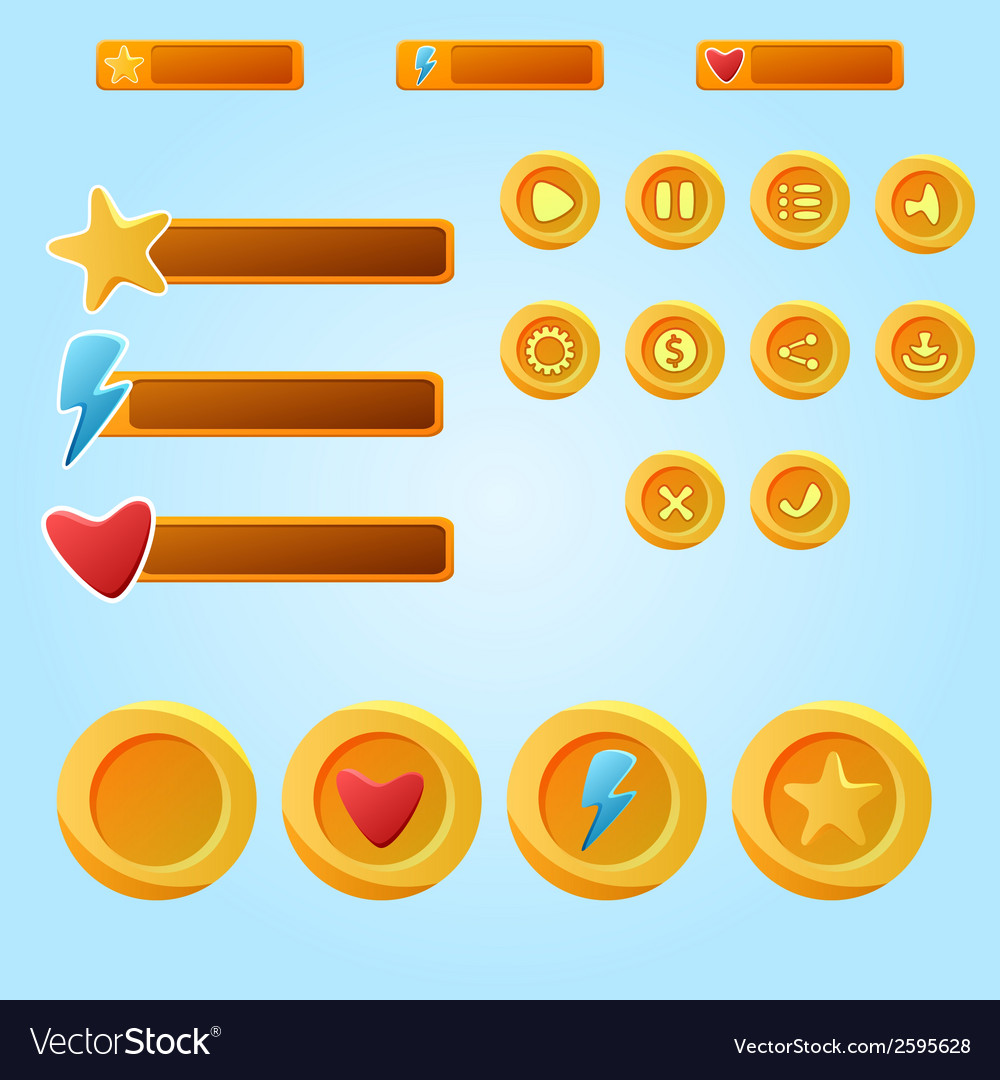 Yellow Mobile UI Game Elements Set