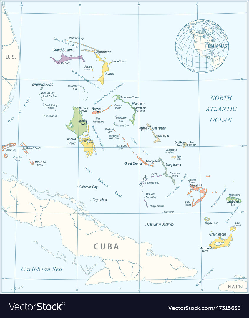 Bahamas map - highly detailed Royalty Free Vector Image