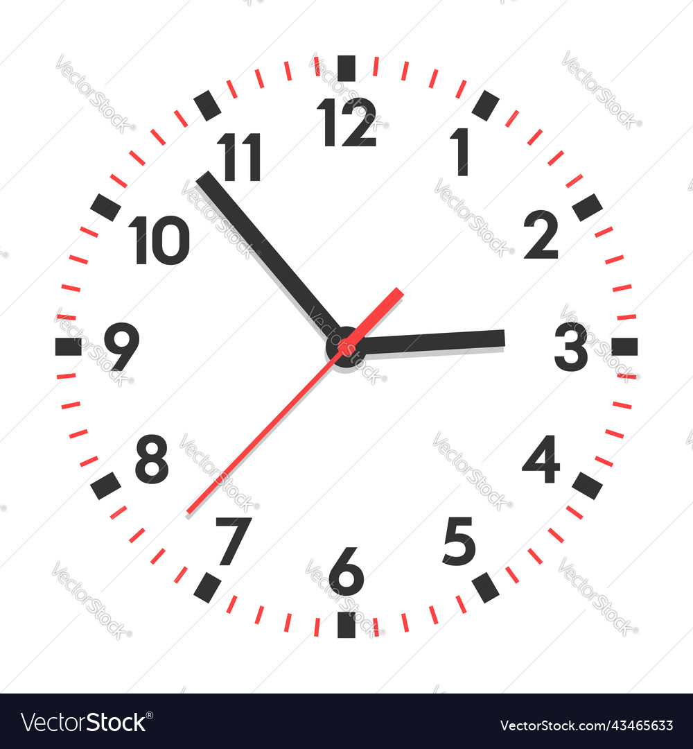 Clock icon in flat style watch face on isolated Vector Image