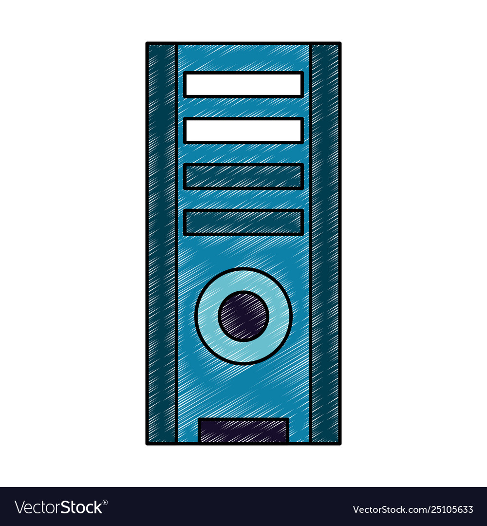 Computer cpu tower scribble vector image Computer cpu tower scribble