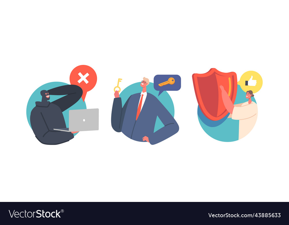 Computer security and protection isolated round vector image Computer security and protection isolated round
