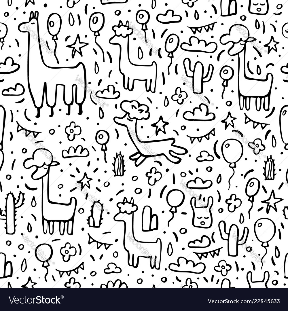 Cute Llama Seamless Pattern