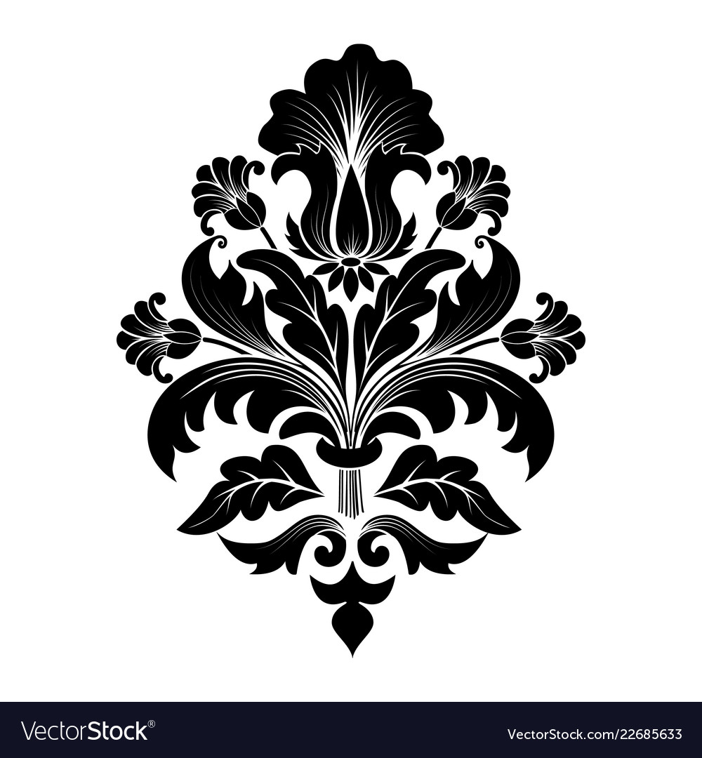 Damask element isolated central vector image Damask element isolated central
