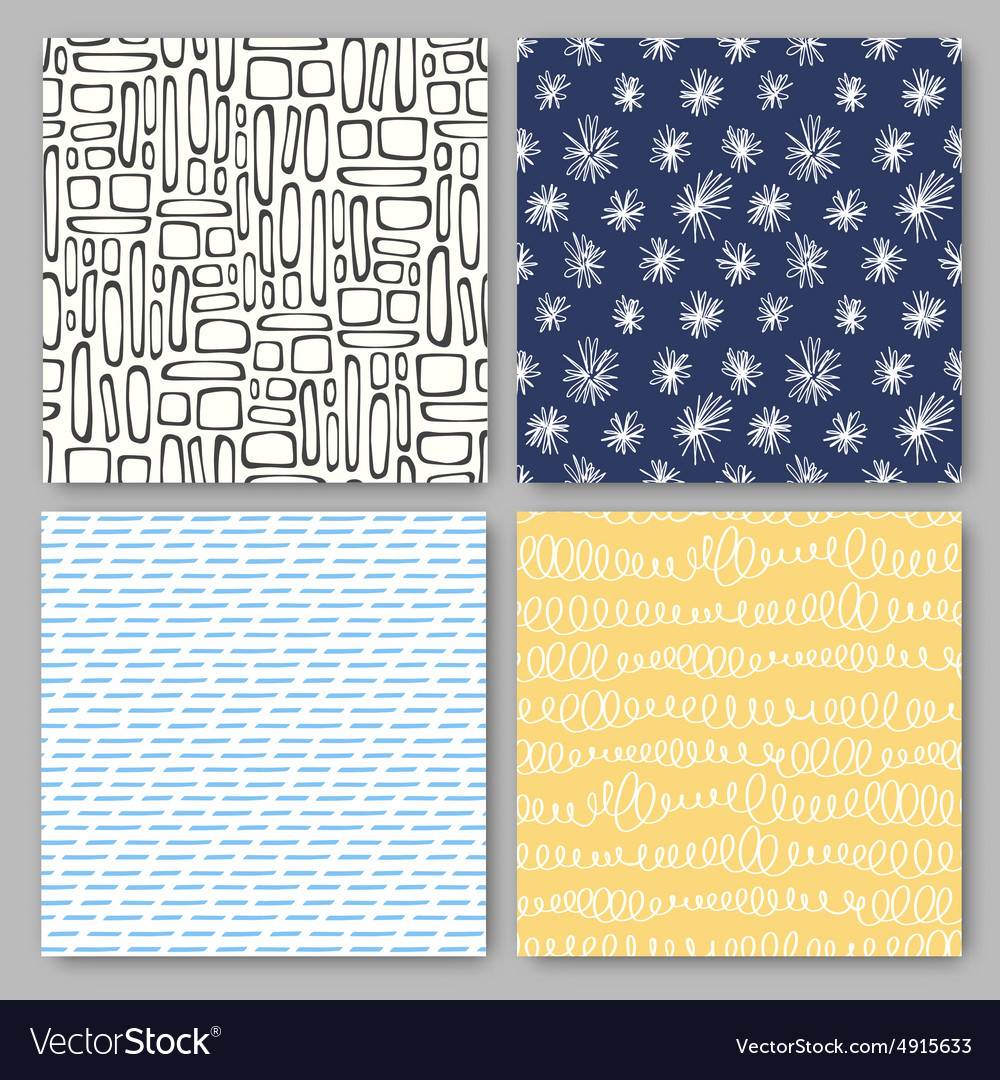 Doodle seamless patterns set simple textures