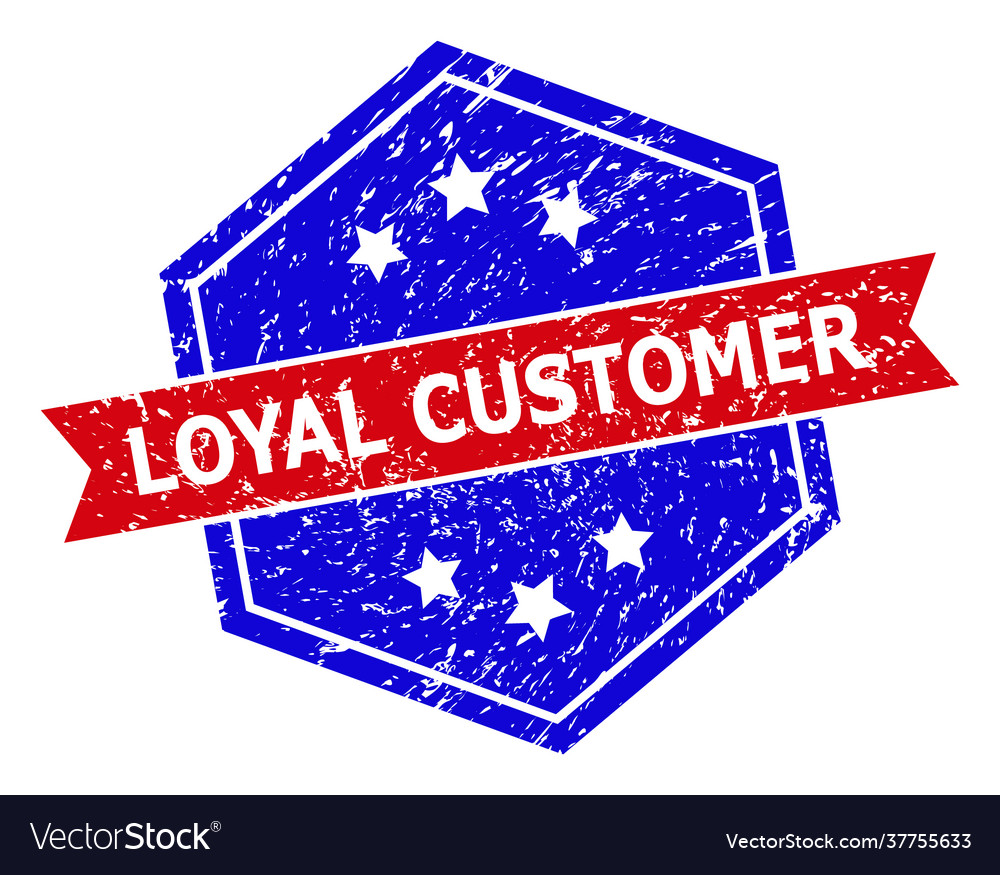 Hexagon bicolor loyal customer rubber stamp