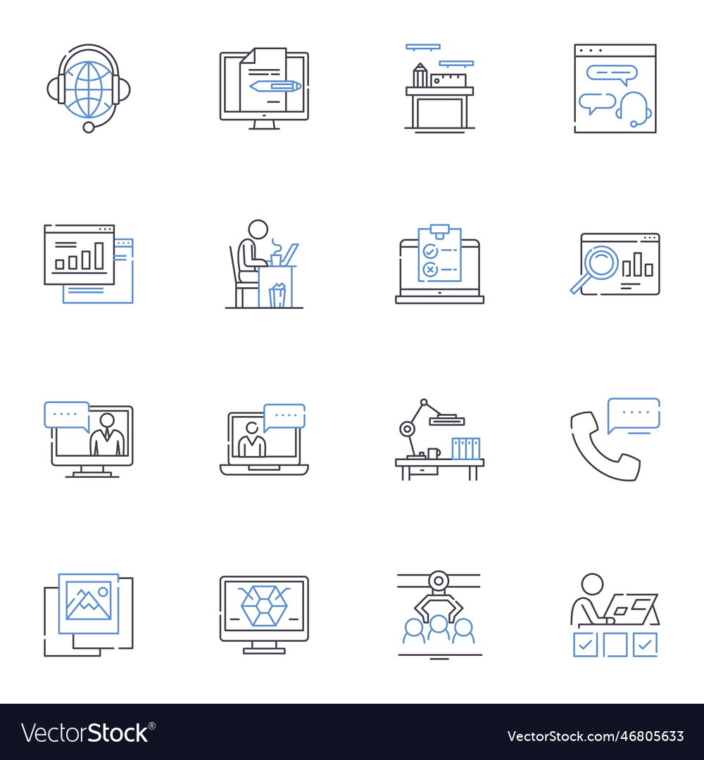 Implementing line icons collection integrating vector image Implementing line icons collection integrating