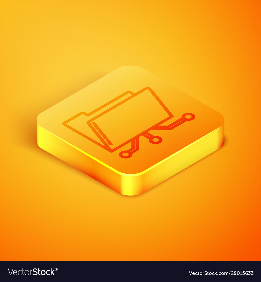 Isometric line folder and lock icon isolated vector image Isometric line folder and lock icon isolated