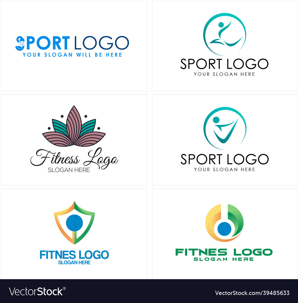 Physical fitness sport logo design Royalty Free Vector Image