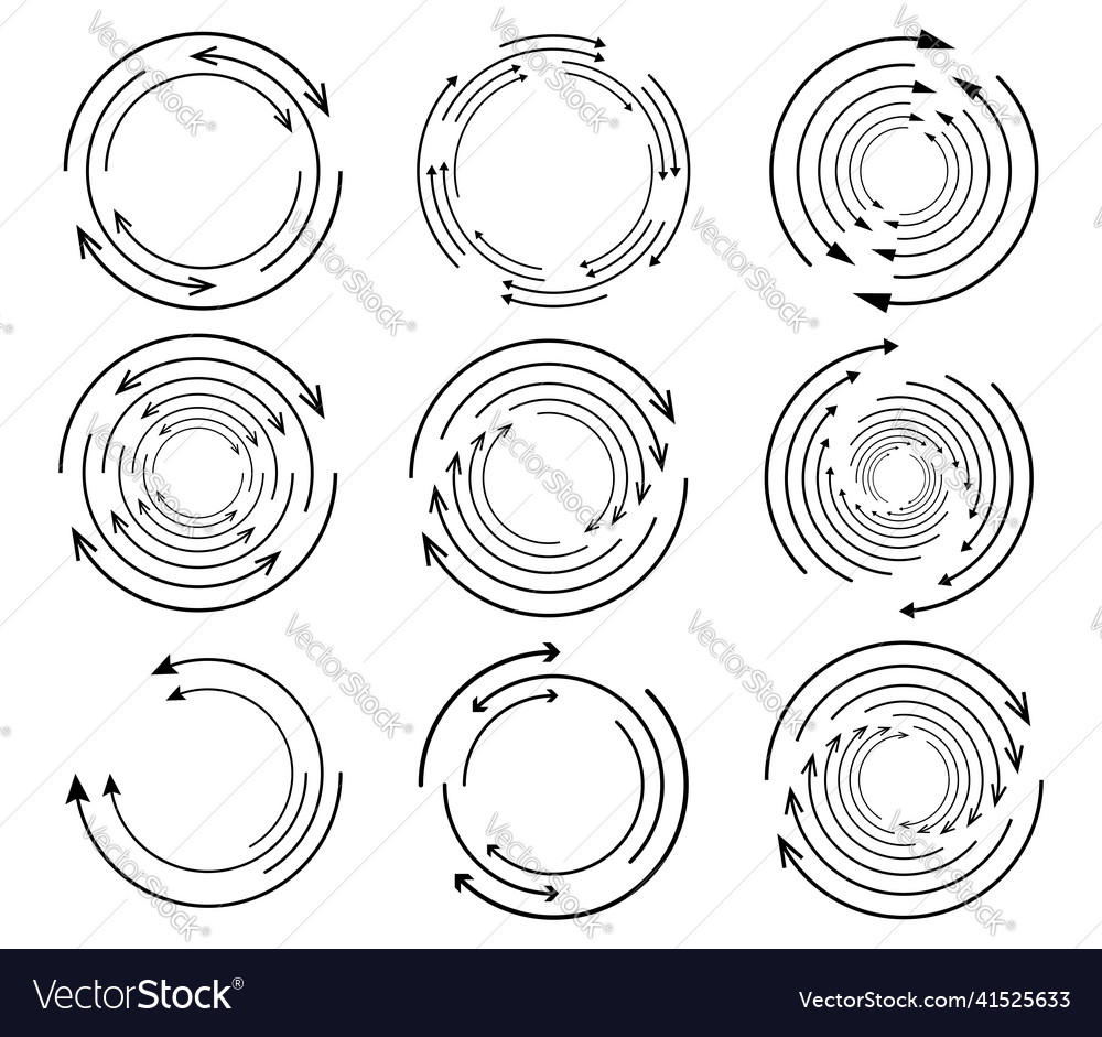 Random circular cycle arrow element spiral vector image Random circular cycle arrow element spiral