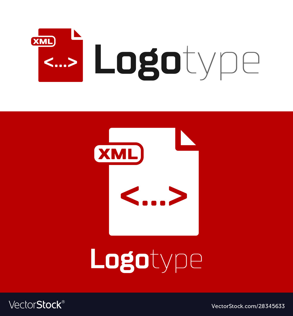 Red xml file document download button icon vector image Red xml file document download button icon