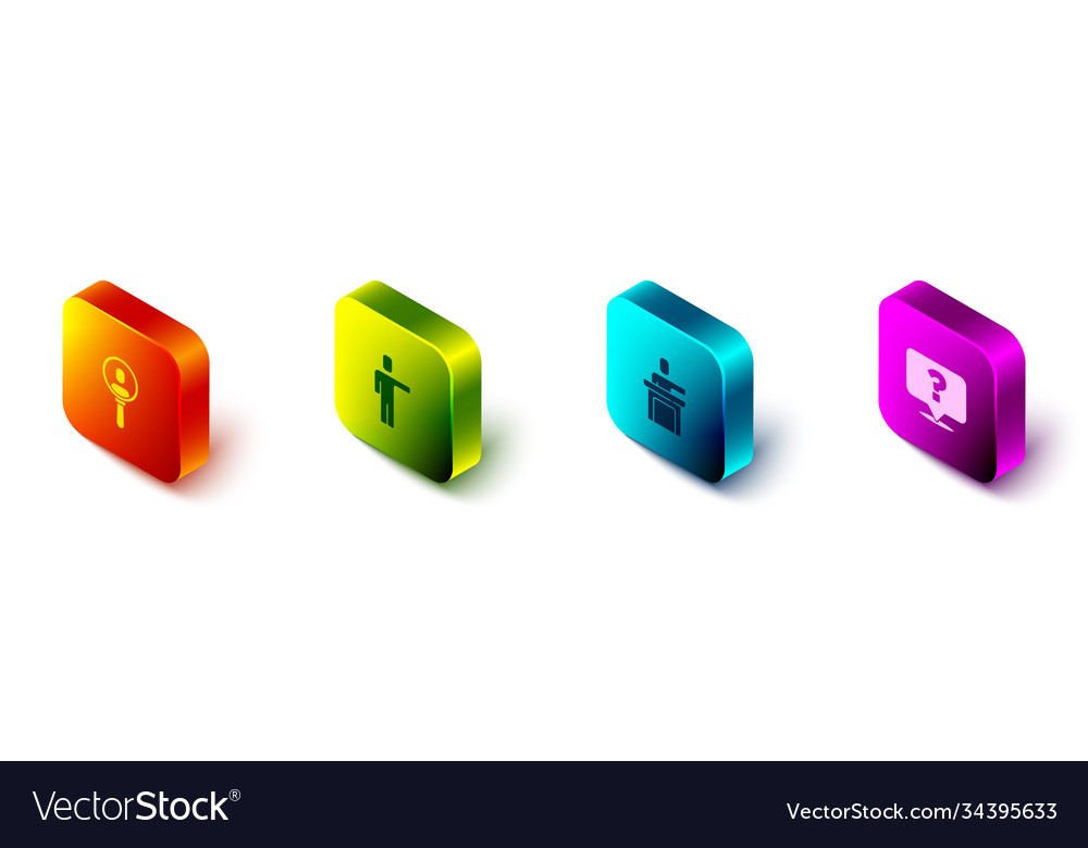 Set isometric search a people head hunting