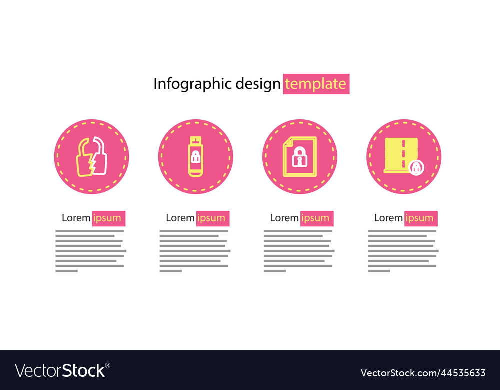 Set line document and lock server security vector image Set line document and lock server security