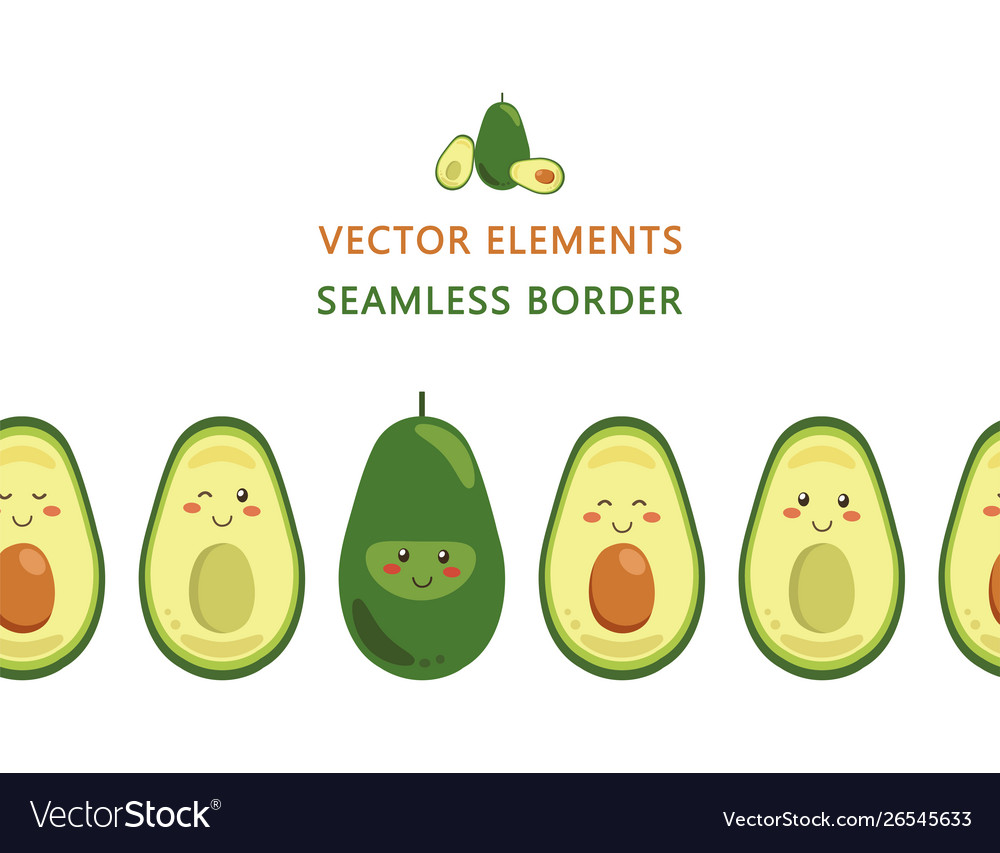 Smiling Avocado Border Royalty Free Vector Image