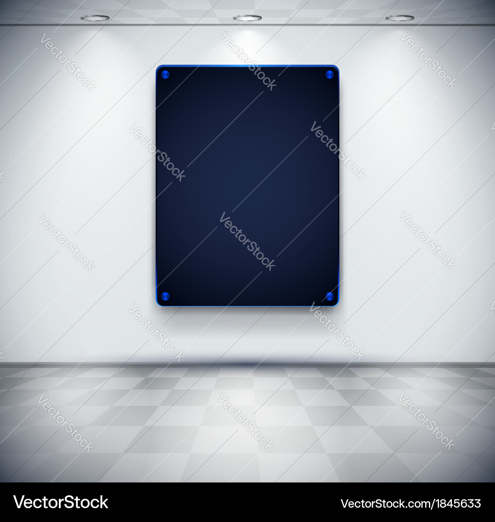 White Room With Black Glass Screen Placeholder Vector Image