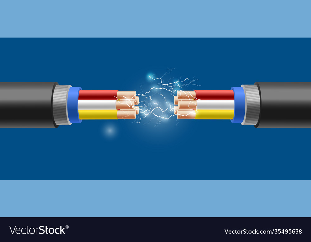 Breakage electric cable with sparks