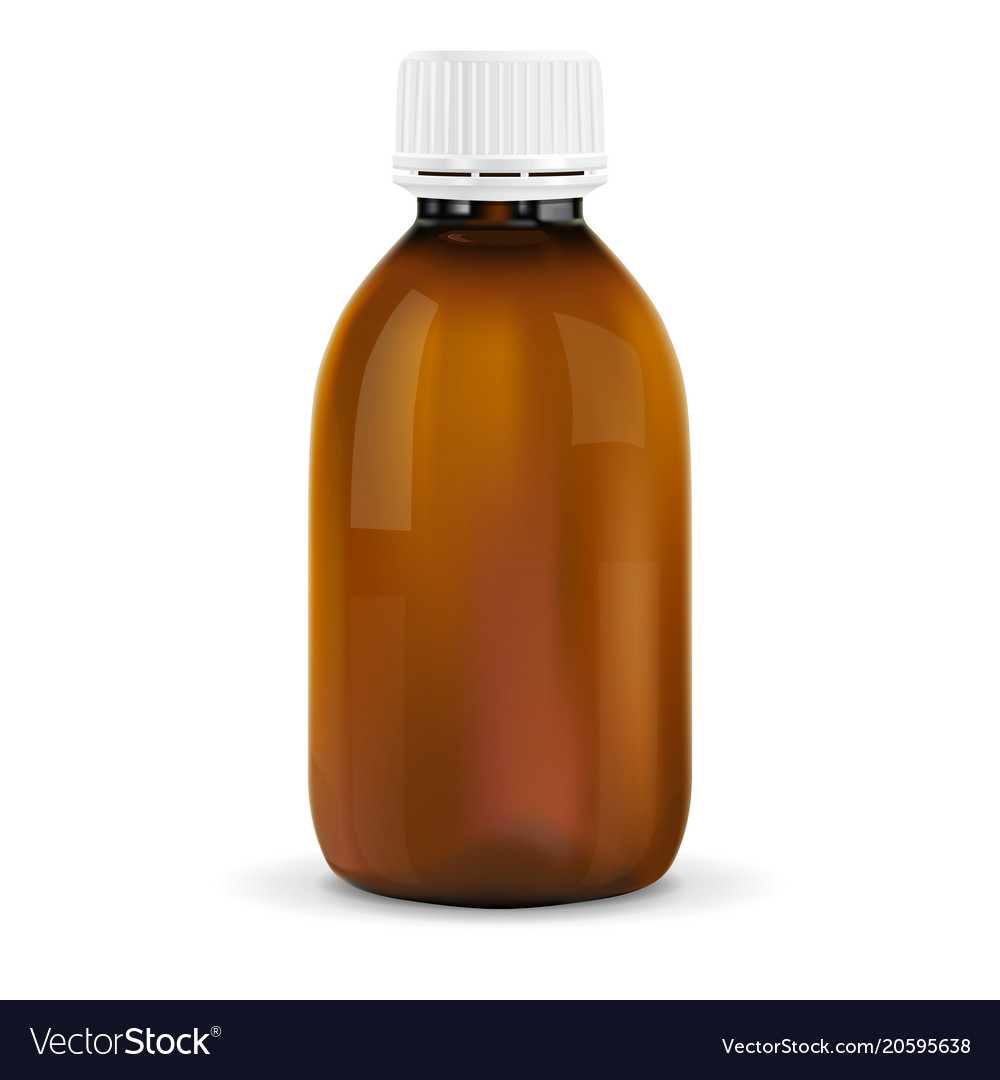 Brown plastic bottle with white cap for medicine