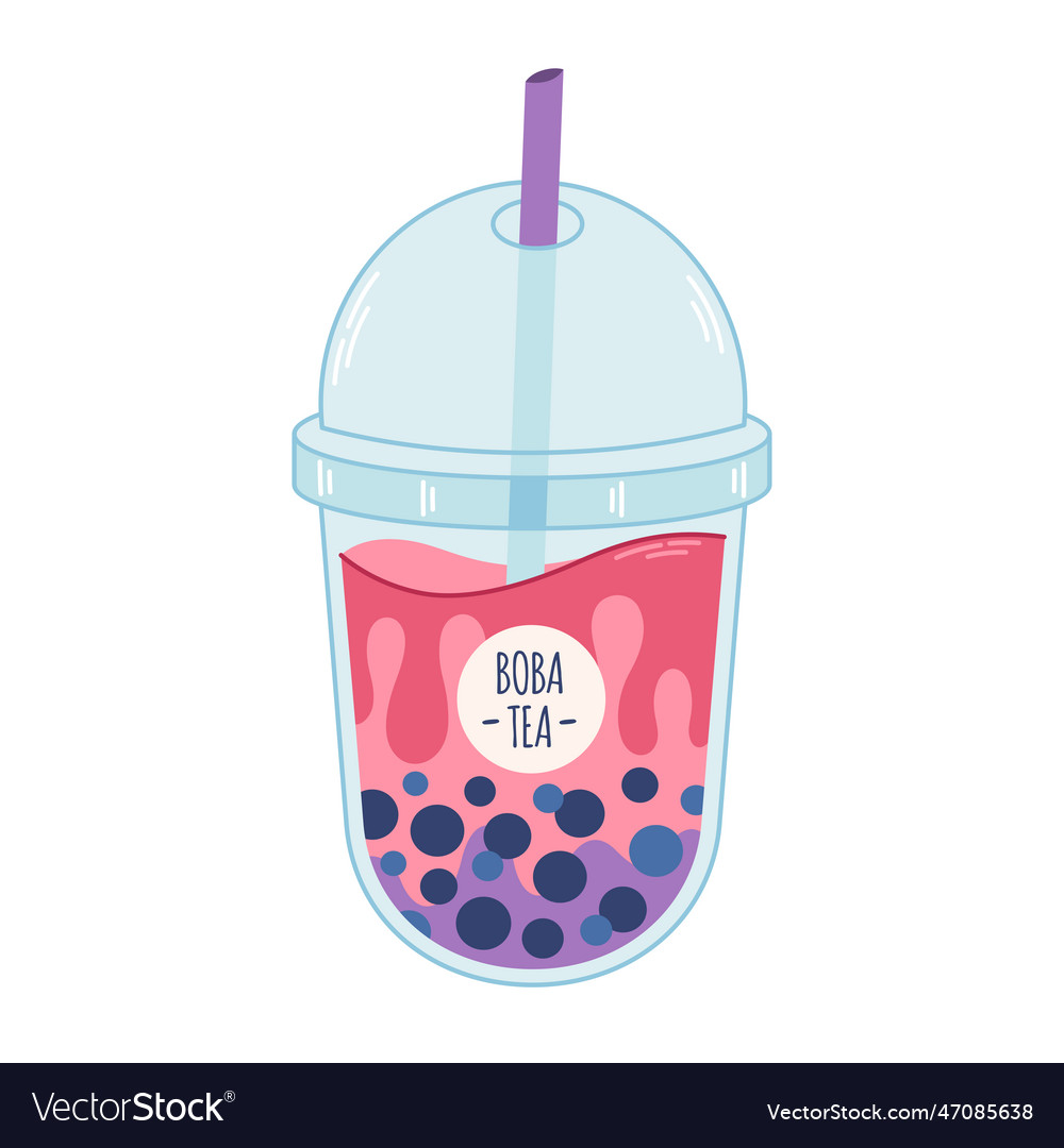 Bubble milk tea with tapioca pearls boba Vector Image