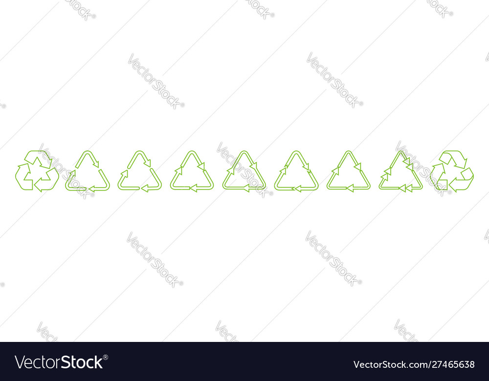 Contour triangle arrows recycle icons set vector image Contour triangle arrows recycle icons set