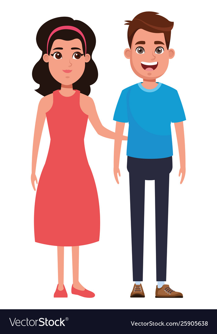 Couple avatar cartoon character portrait Vector Image