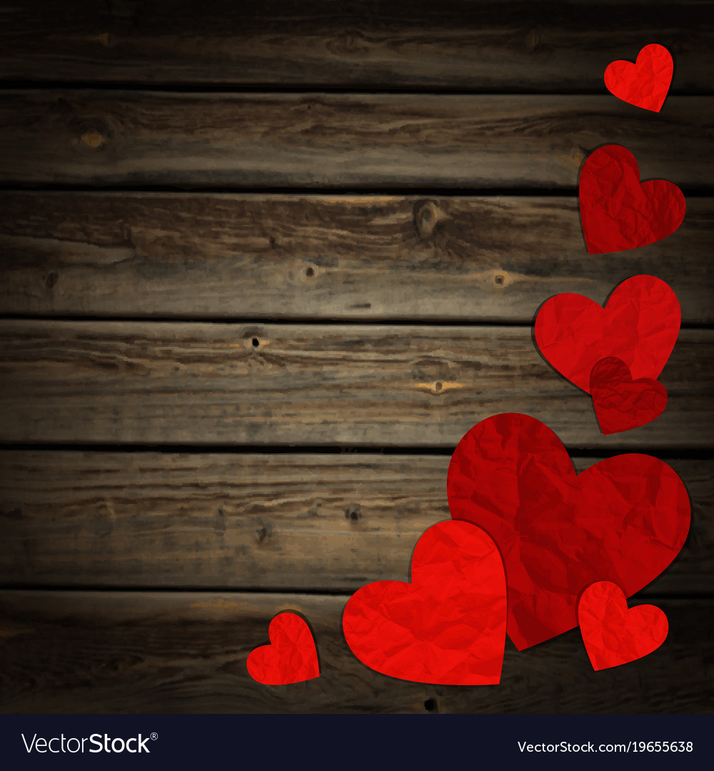 Hearts On Background Wood Royalty Free Vector Image