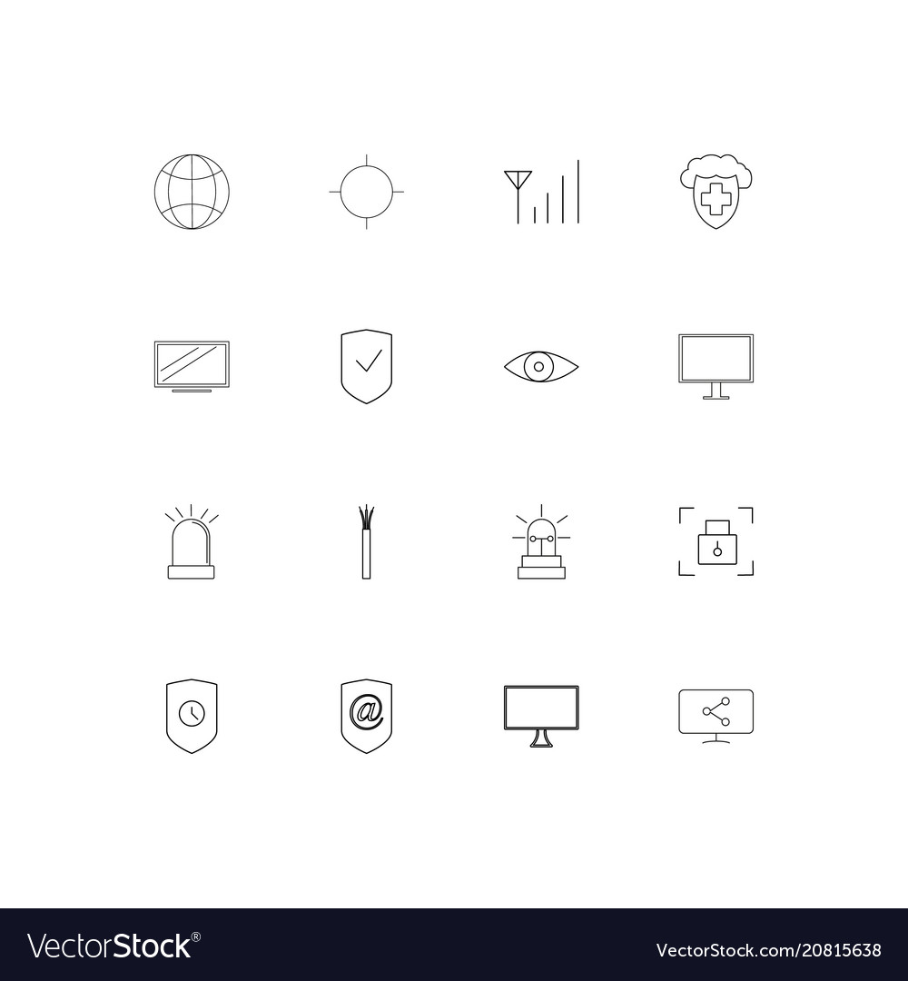 Internet security linear thin icons set outlined