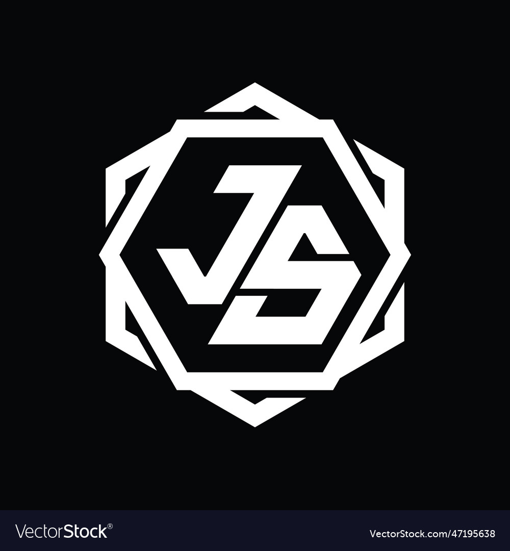Js logo monogram hexagon shape with geometric vector image Js logo monogram hexagon shape with geometric