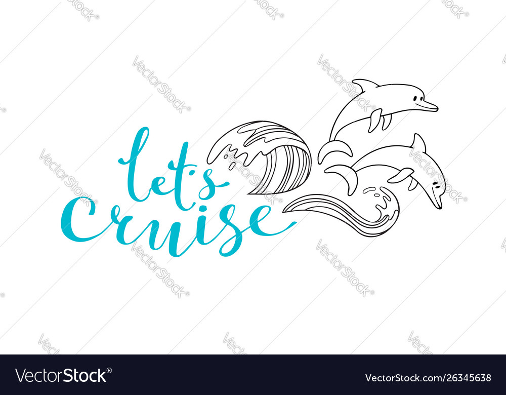 Let cruise wave and dolphins - nautical